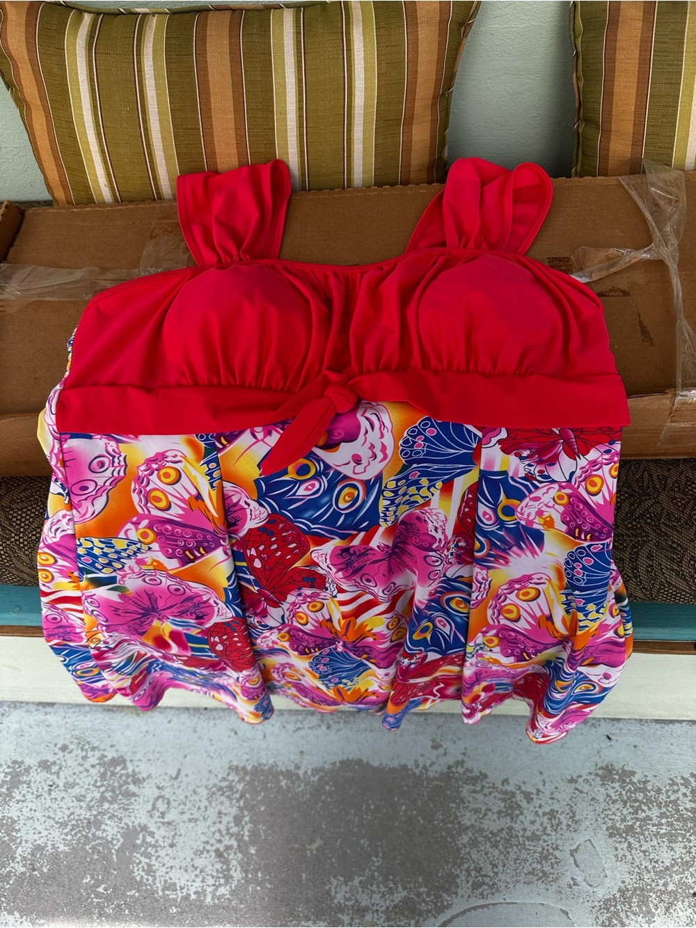 Red Tank-Style Top Floral Print Summer Dress - Picture 3 of 7